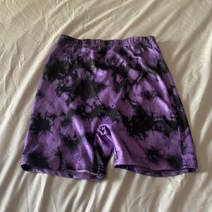 Black and Purple Tie-Dye Biker Shorts